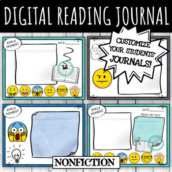 Preview of Digital Reading Journal with Emojis for Nonfiction Text DISTANCE LEARNING