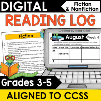 Preview of Digital Reading Log | Entire Year of Reading Homework | Google Classroom
