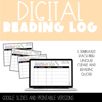 Preview of Digital Reading Log | Google Slides | Pastel Neutral | Printable |