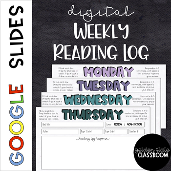 Preview of Digital Reading Log Homework  |  Google Slides  |  Distance Learning