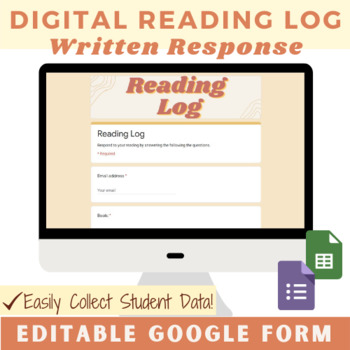 Preview of Digital Reading Log & Response EDITABLE Google Form | Distance Learning