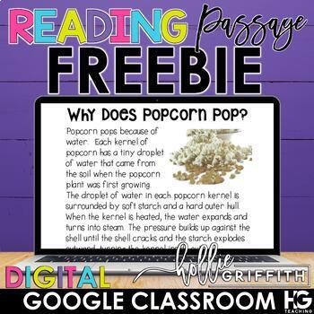 Preview of Digital Reading Passage FREEBIE for Google Classroom | Distance Learning