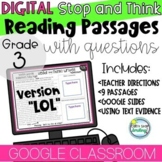 Digital Reading Passages with Questions Google Classroom D