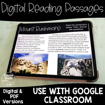 Preview of Digital Reading Passages Places