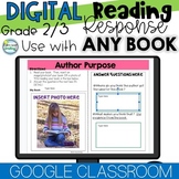 Digital Reading Response Google Classroom Use with ANY BOO