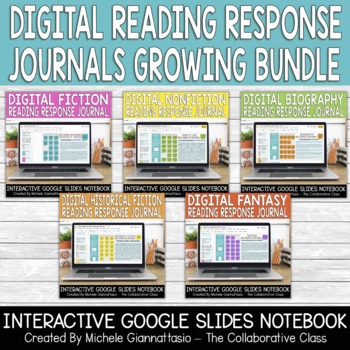 Preview of Digital Reading Response Journals Bundle | Distance Learning