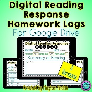 Preview of Digital Reading Response Logs for Google Drive