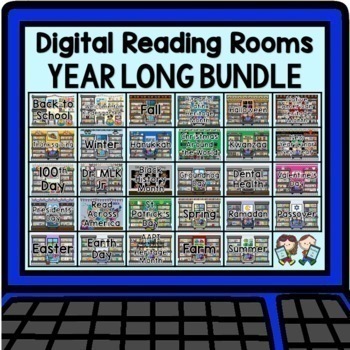 Preview of Digital Reading Rooms YEAR LONG BUNDLE: For Google and Seesaw