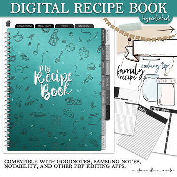 Preview of Digital Recipe Book - Teal