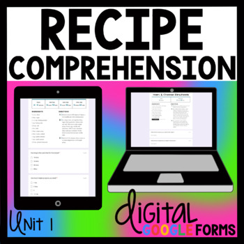 Preview of Digital - Recipe Comprehension Unit 1 - Google Forms - Life Skills