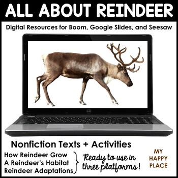 Preview of Digital Reindeer Activities - Boom, Seesaw, & Google Slides - Distance Learning