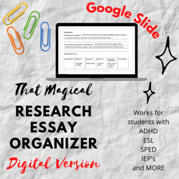 Preview of Digital Research Essay Organizer - Google Slides