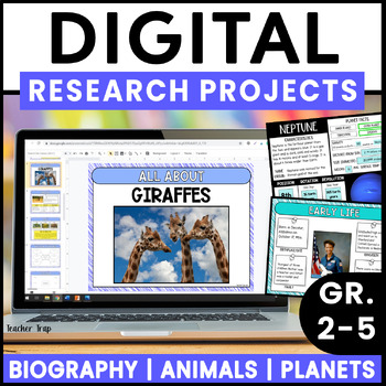 Preview of Digital Research Projects Bundle | Animal Research | Biography Report | Planets