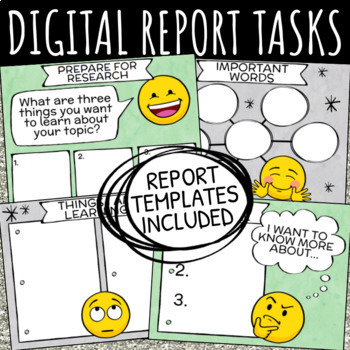 Preview of Digital Research Report Tasks / Notetaking Support & Report Templates / EMOJIS