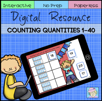 Preview of Distance Learning Math Google Classroom Kindergarten 1st Counting Numbers 1-40