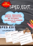 Digital Resource Special Education IEP Student Schedule Pl