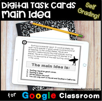 Preview of Digital Resource Task Cards Main Idea and Details Passages for 2nd 3rd 4th Grade