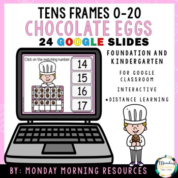 Preview of Digital Resource Tens Frames 0-20 - Chocolate Eggs - Distance Learning