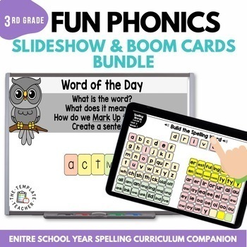 Preview of Digital Resource for Third Grade Phonics Slideshow Lesson and BOOM Card Level 3