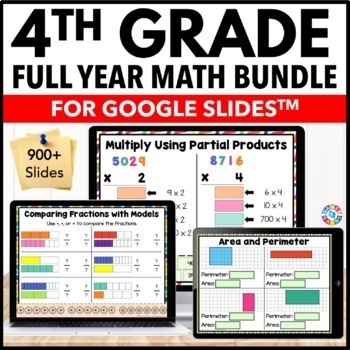 Preview of 4th Grade Math Review Worksheets Intervention Packets Google Slides Math Bundle