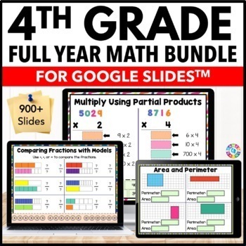 Preview of Google Slides Digital Math Activities Curriculum 4th Grade Guided Math Year Long