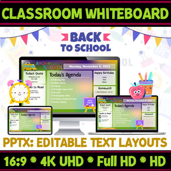 Preview of Digital Resources Back To School Classroom Whiteboard | Editable Slide Layouts.