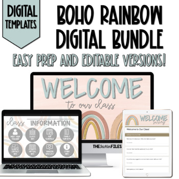 Preview of Digital Resources Bundle Boho Rainbow Theme
