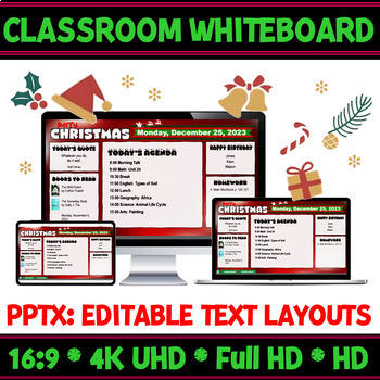 Preview of Digital Resources Christmas Classroom Whiteboard | Editable Slide Layouts.