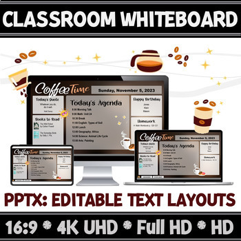 Preview of Teaching Planner Coffee Time Whiteboard | Editable Slide Layouts.