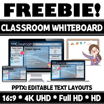 Preview of Teaching Planner Daily Classroom Whiteboard Editable Slide Layouts FREEBIE!