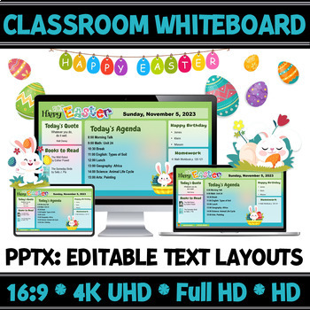Preview of Digital Resources Easter Classroom Whiteboard | Editable Slide Layouts.