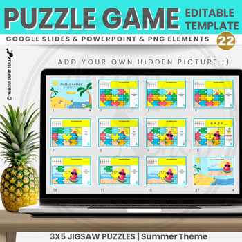 Preview of Digital Resources Google Slides Templates Puzzle Game Summer Theme | Set 22