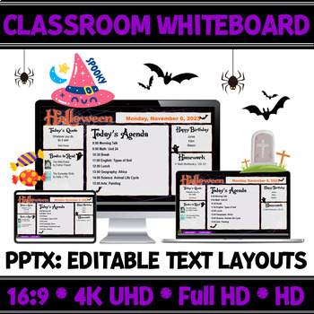 Preview of Digital Resources Halloween Classroom Whiteboard | Editable Slide Layouts.