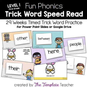 Preview of Digital Resources Phonics Sight Word Trick Speed Read for First Grade Level 1