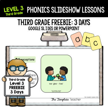 Preview of Digital Resources Phonics Third Grade Slides Level 3 FREEBIE Fun Phonics Lessons