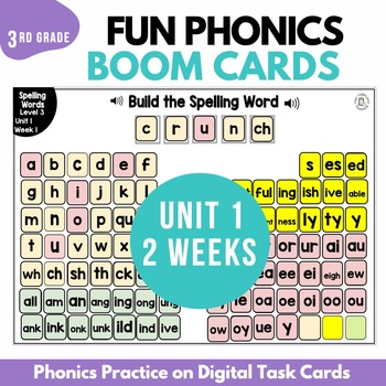 Preview of Digital Resources Phonics Third Grade Unit 1 BOOM Card FUN Spelling Practice