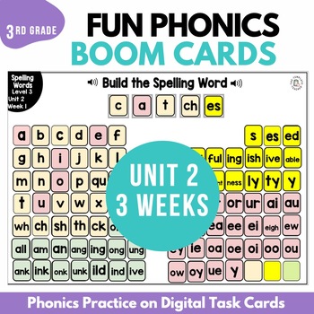 Preview of Digital Resources Phonics Third Grade Unit 2 BOOM Card FUN Spelling Practice