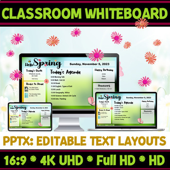 Preview of Digital Resources Spring Classroom Whiteboard| Editable Slide Layouts.
