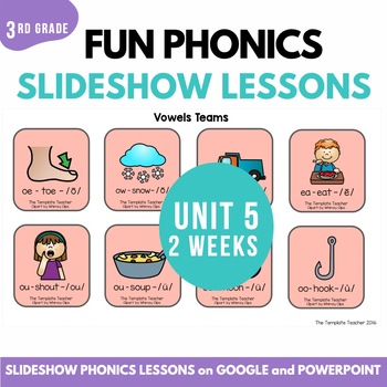 Preview of Digital Resources Third Grade Phonics Slides Level 3 Unit 5 Lessons FUN Phonics