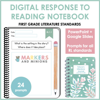 Preview of Digital Response to Reading Notebook (First Grade, Literature Standards)