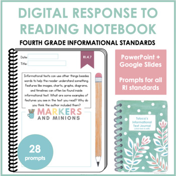 Preview of Digital Response to Reading Notebook (Fourth Grade, Informational Standards)
