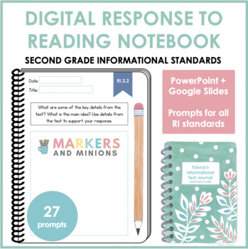 Preview of Digital Response to Reading Notebook (Second Grade, Informational Standards)