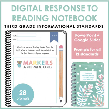 Preview of Digital Response to Reading Notebook (Third Grade, Informational Standards)