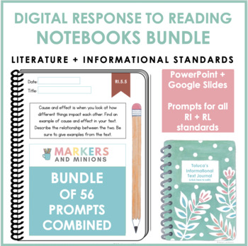 Preview of Digital Response to Reading Notebooks (Fifth Grade, RI + RL Standards)
