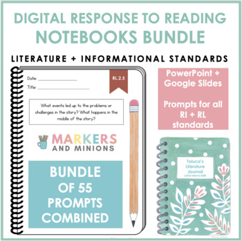 Preview of Digital Response to Reading Notebooks (Second Grade, RI + RL Standards)