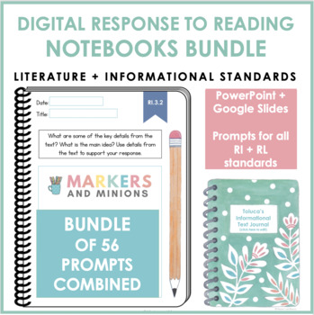 Preview of Digital Response to Reading Notebooks (Third Grade, RI + RL Standards)