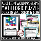 Color By Code Addition Math Logic Word Problem Solving Add