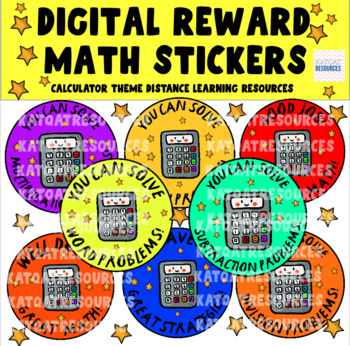 Preview of Digital Stickers - Online Learning - Calculator Theme  - Math 0079