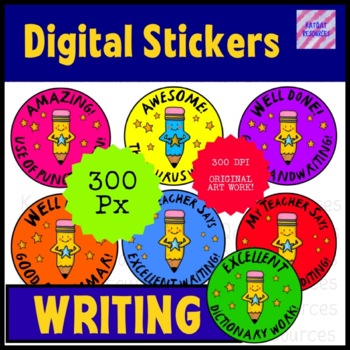 Preview of Digital Reward Motivational Merit Stickers - Google App / See Saw - Writing 0081