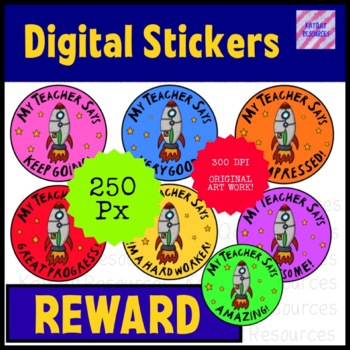 Preview of Digital Reward Motivational Stickers - Google App / See Saw - Space Rocket 0076